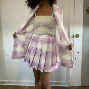 MissGuided Lilac Plaid Mini Skirt Suit Coord